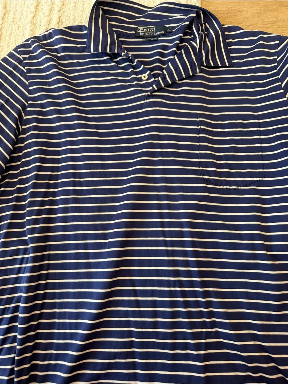 Ralph Lauren Navy and White Striped Polo